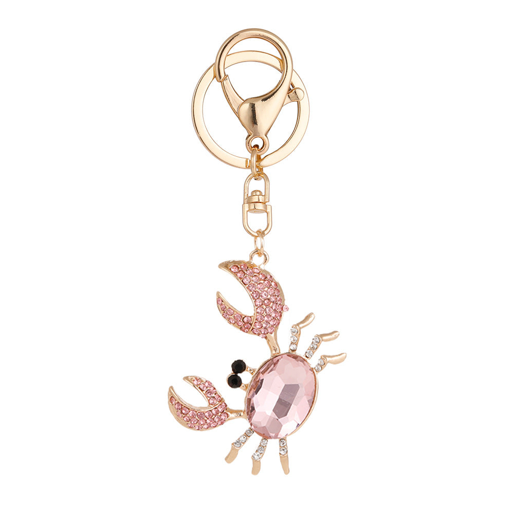Wholesale Diamond-encrusted Metal Small Crab Stand Key Chain